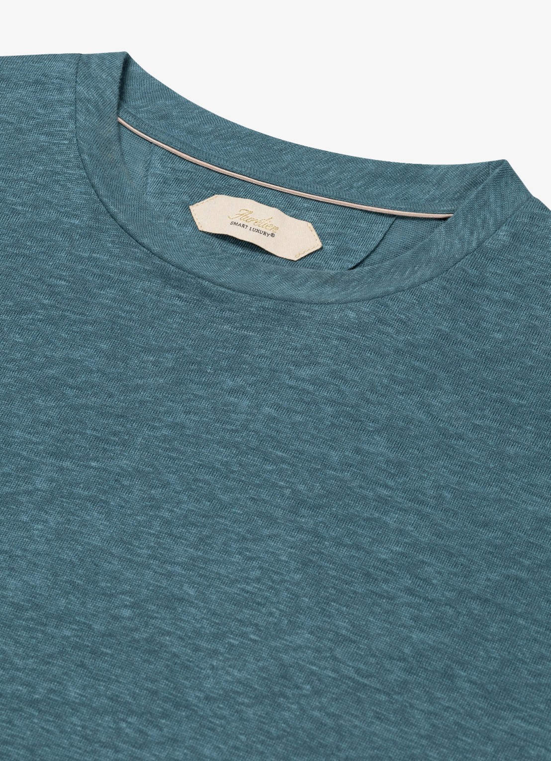 Aurélien T-shirt van linnen - detail 2 petrol-460 / blauw