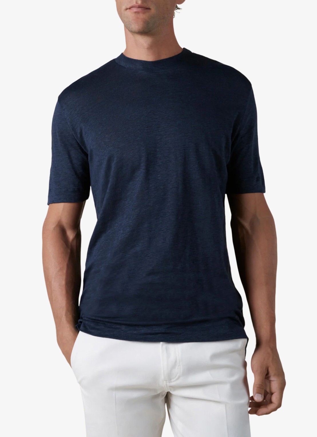 Aurélien T-shirt van linnen - detail 4 navy-410