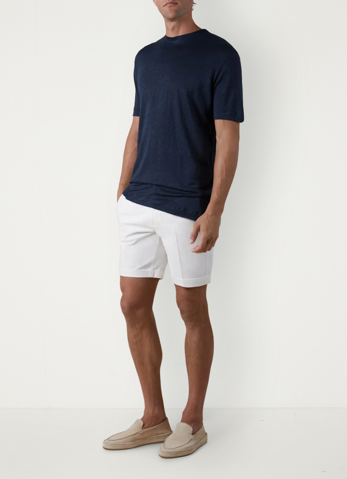 Aurélien T-shirt van linnen - voorkant 3 navy-410