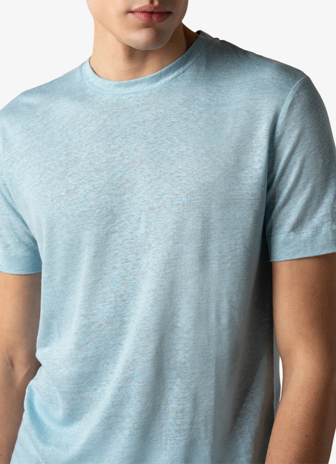 Aurélien T-shirt van linnen - detail 3 turquoise