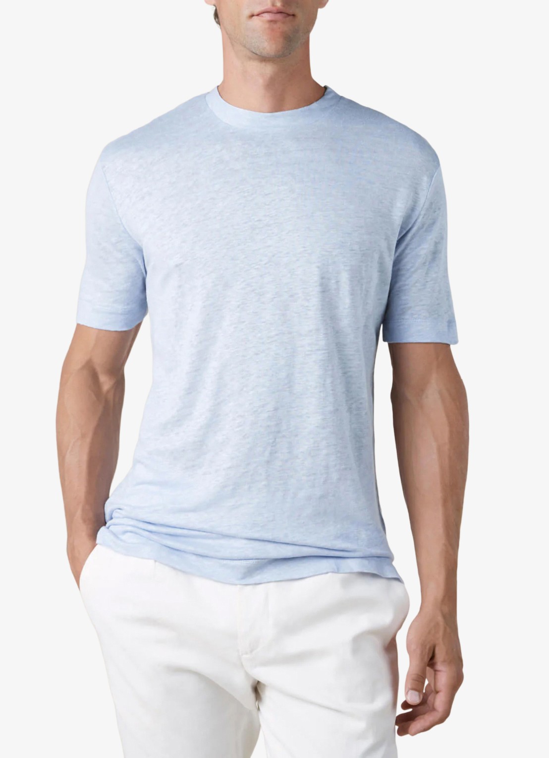 Aurélien T-shirt van linnen - detail light blue-450