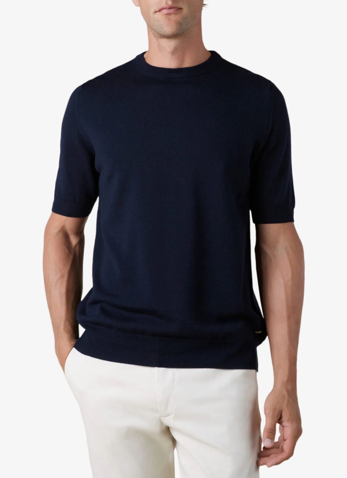 Aurélien T-shirt van merino wol - detail 2 navy-410