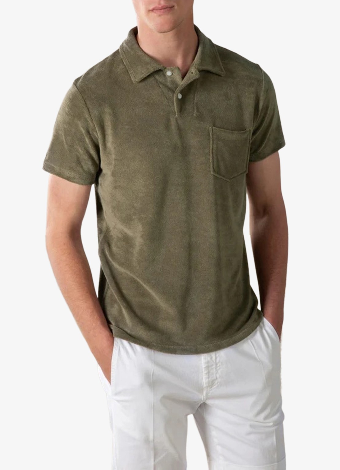 Aurélien Terry regular fit polo van badstof - detail 4 olive-300