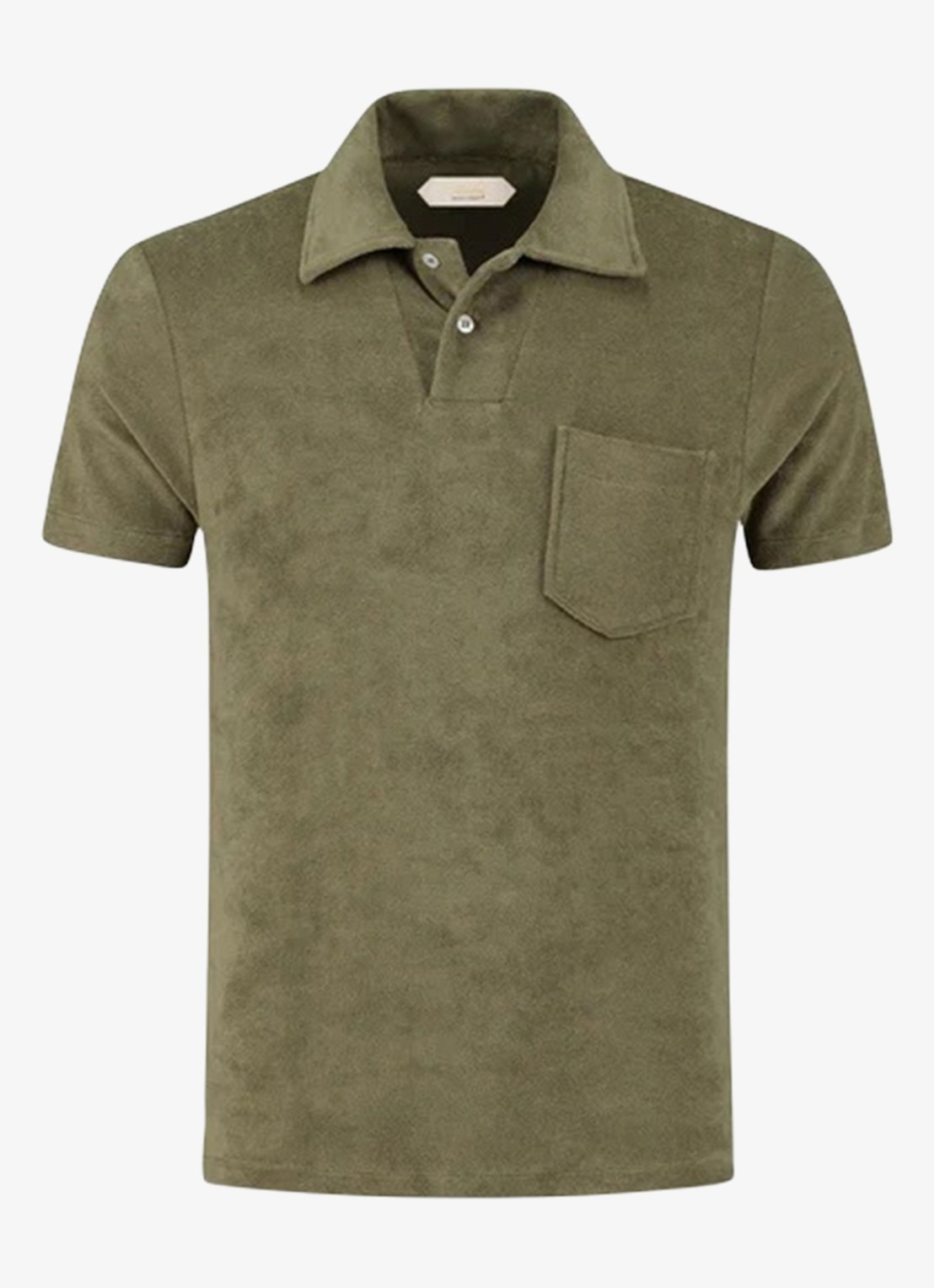 Aurélien Terry regular fit polo van badstof - voorkant 2 olive-300