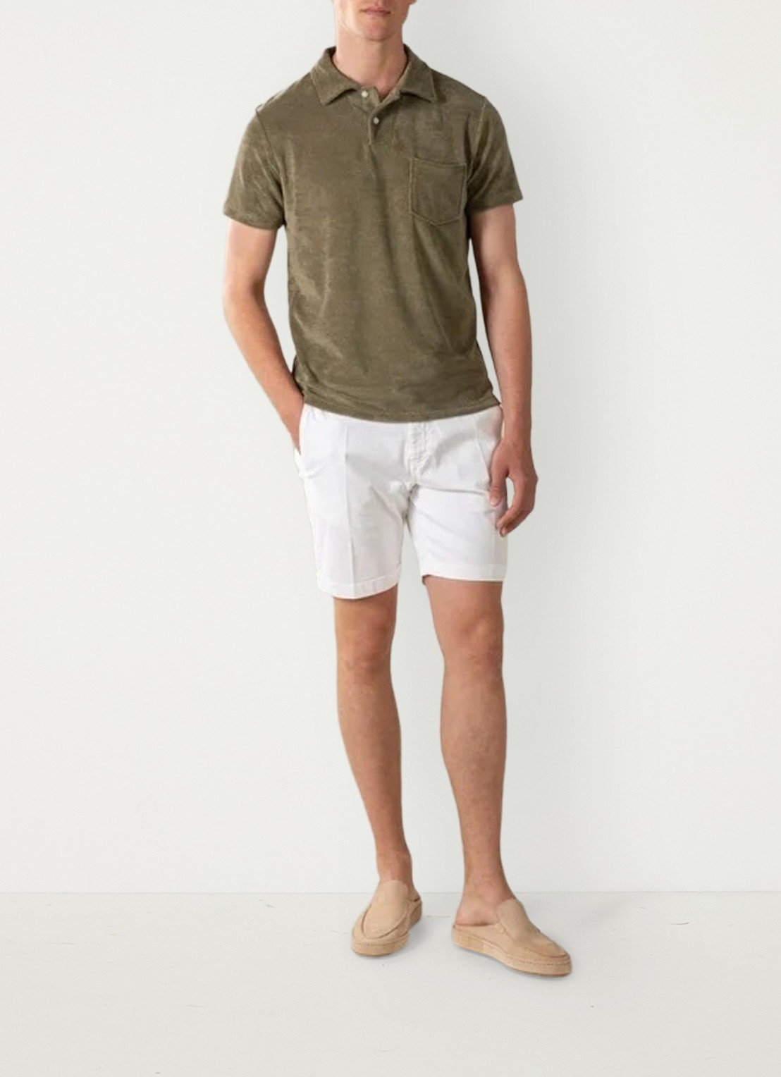Aurélien Terry regular fit polo van badstof - voorkant 3 olive-300