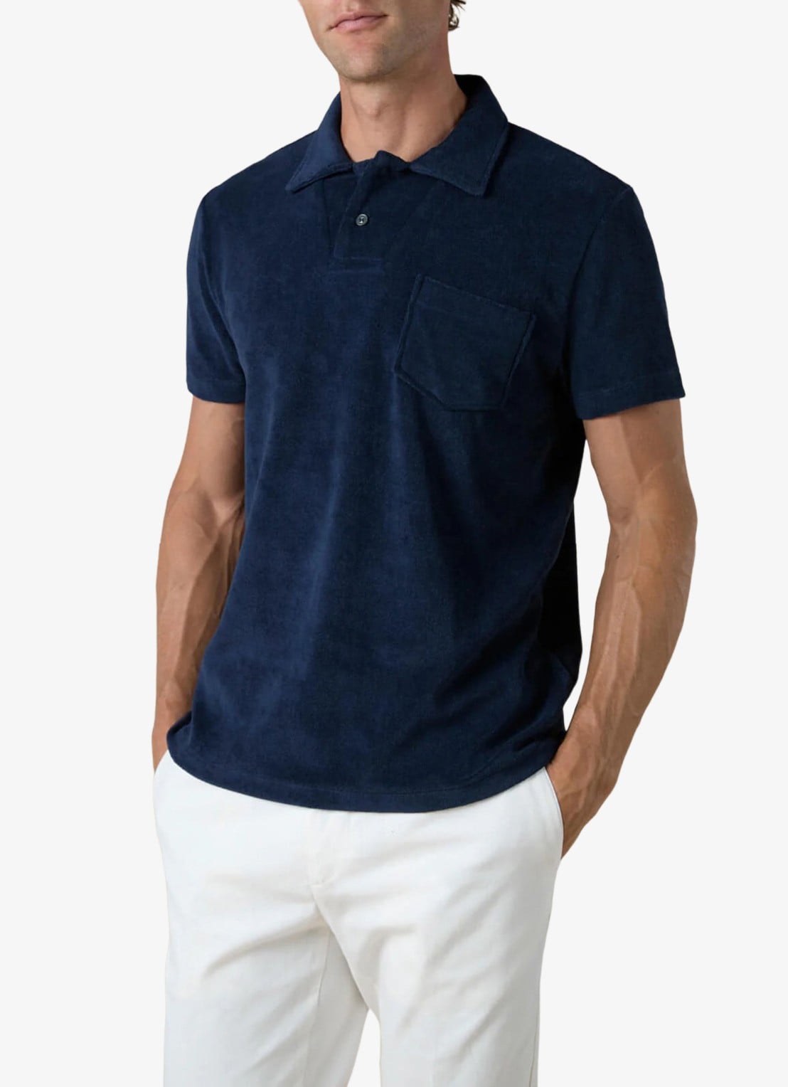 Aurélien Terry regular fit polo van badstof - detail 4 donkerblauw