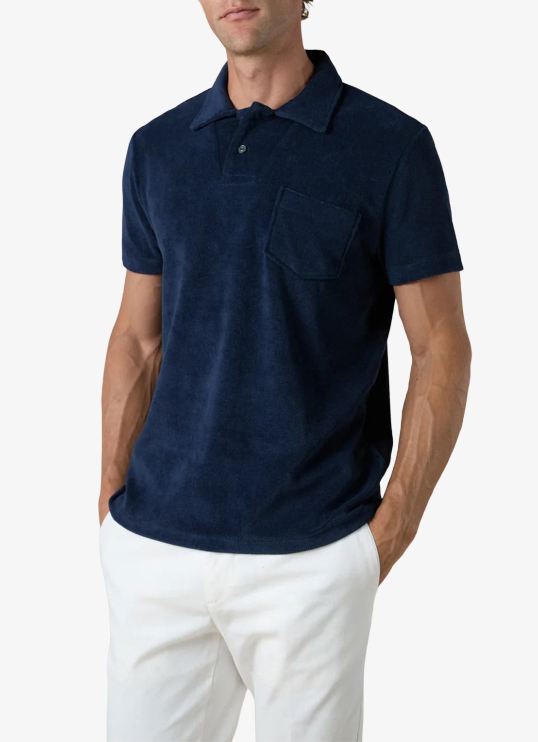 Aurélien Terry regular fit polo van badstof - detail 6 donkerblauw