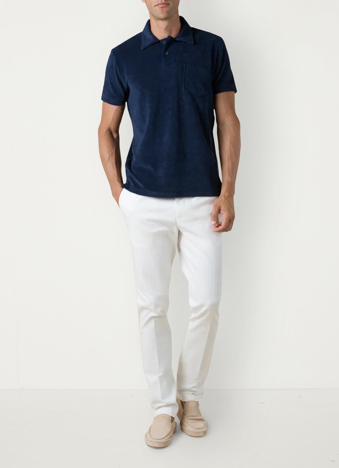 Aurélien Terry regular fit polo van badstof - voorkant 2 donkerblauw