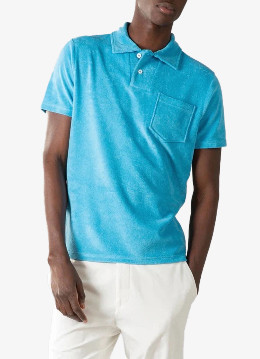 Aurélien Terry regular fit polo van badstof - detail 3 ocean blue-448