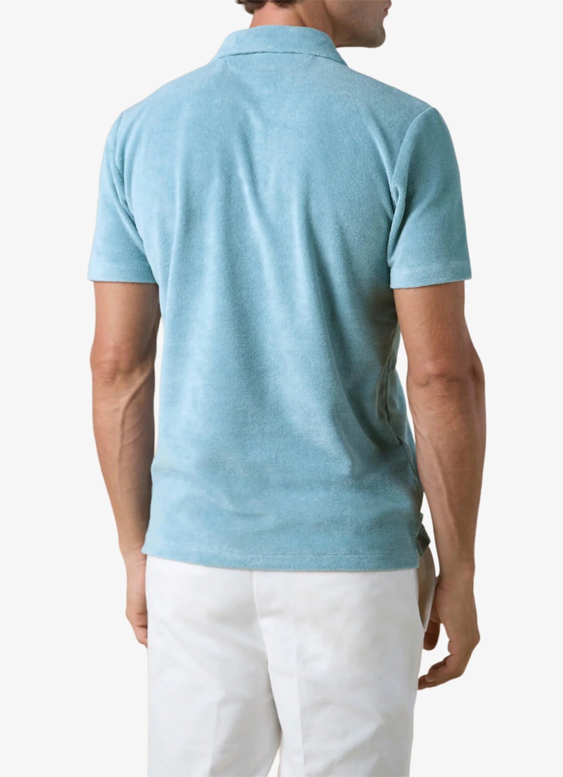 Aurélien Terry regular fit polo van badstof - achterkant 5 petrol-460 / blauw