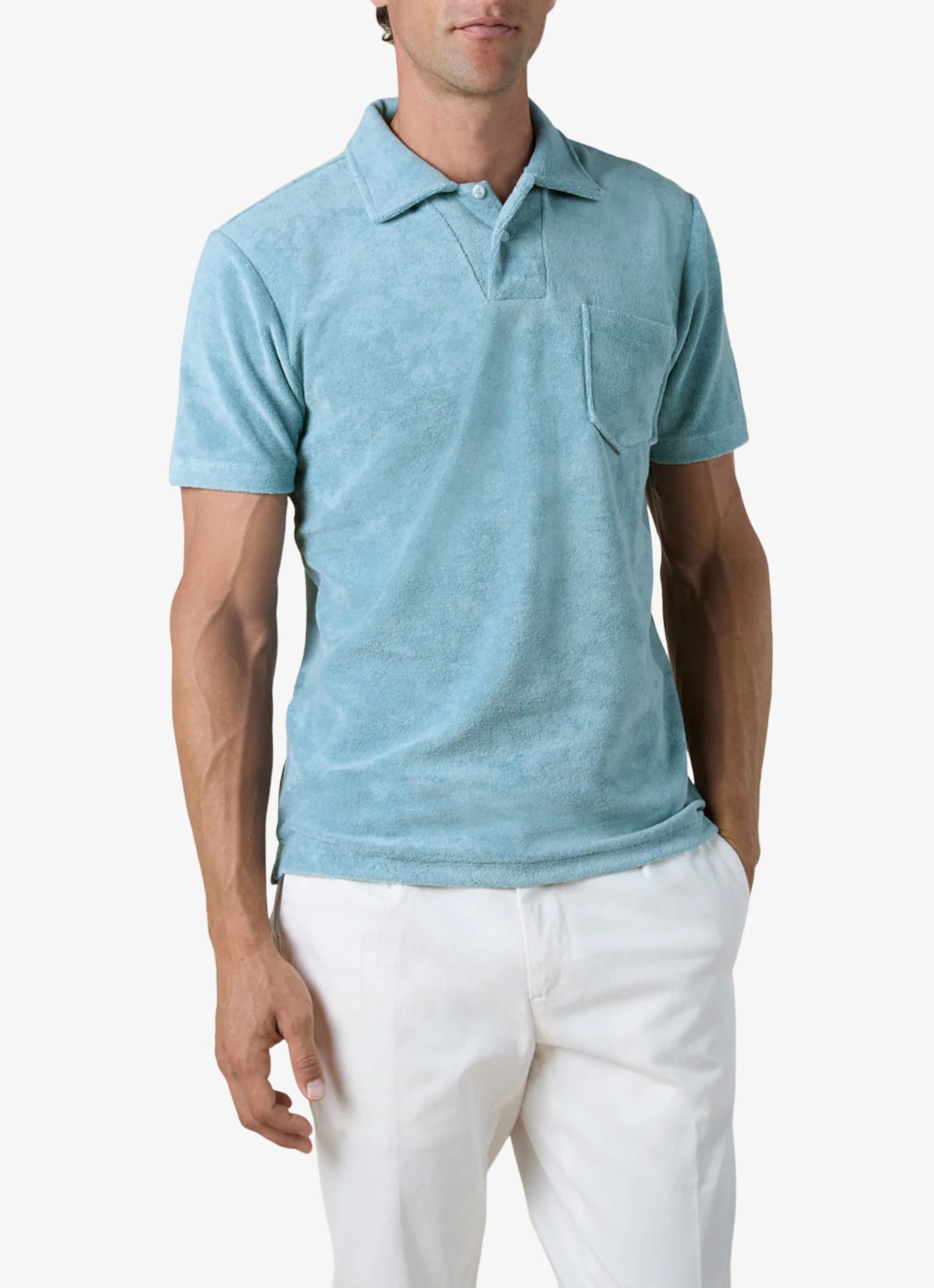 Aurélien Terry regular fit polo van badstof - detail 3 petrol-460
