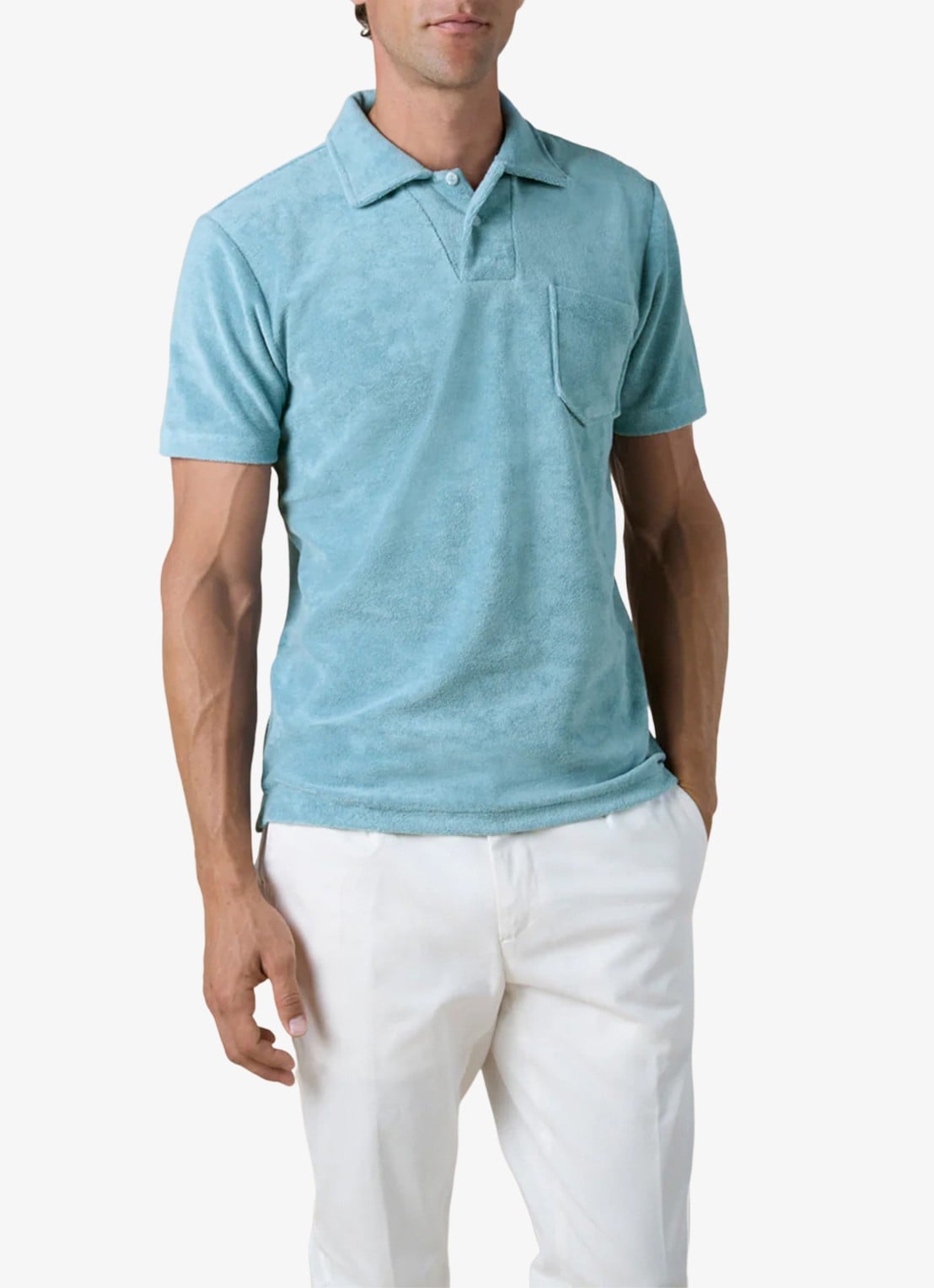Aurélien Terry regular fit polo van badstof - detail 2 petrol-460 / blauw