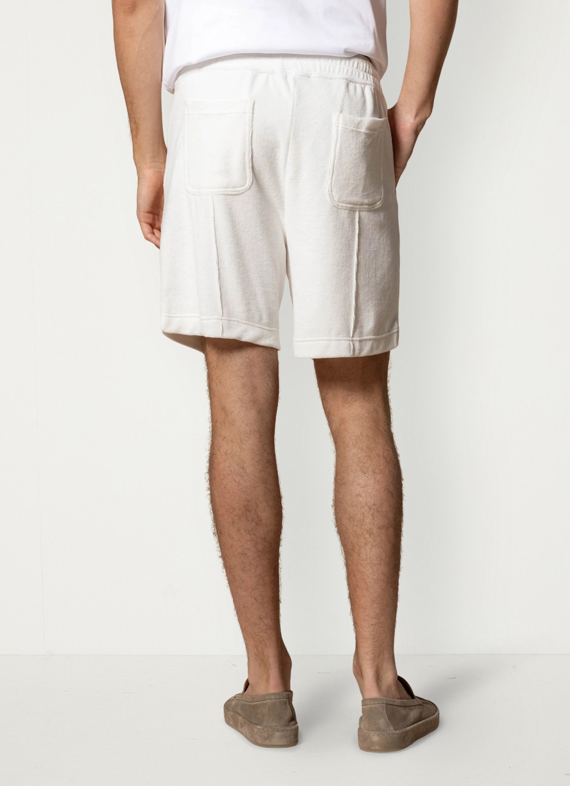 Aurélien Terry straight fit korte broek van badstof - achterkant 4 white-110