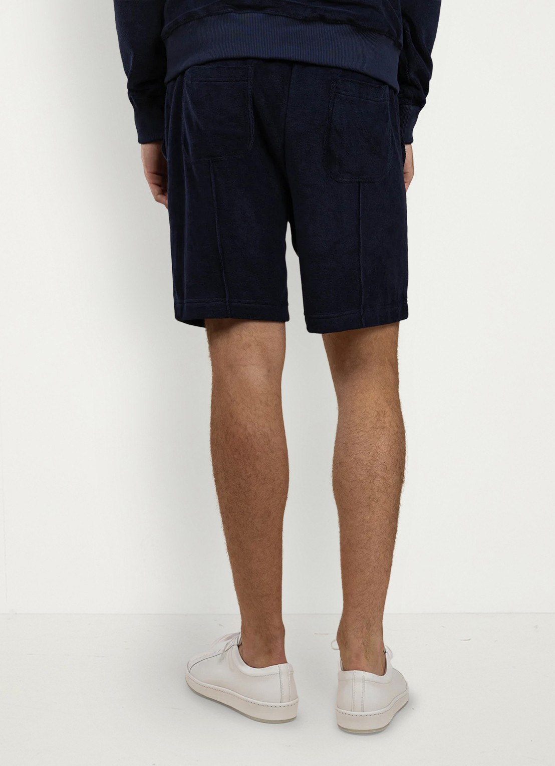 Aurélien Terry straight fit korte broek van badstof - achterkant 4 navy-410