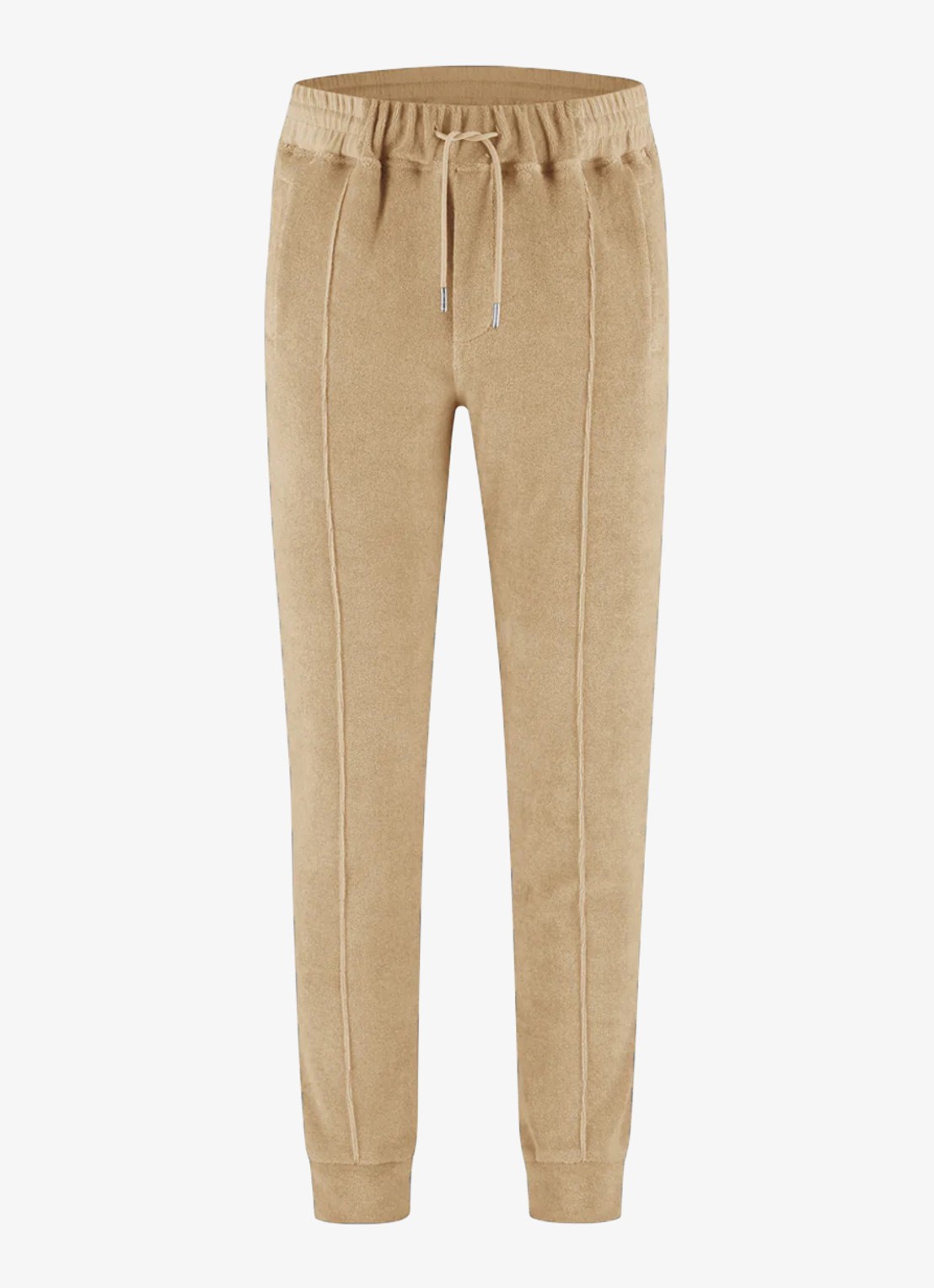 Aurélien Terry tapered fit pantalon van badstof - voorkant 2 beige-260