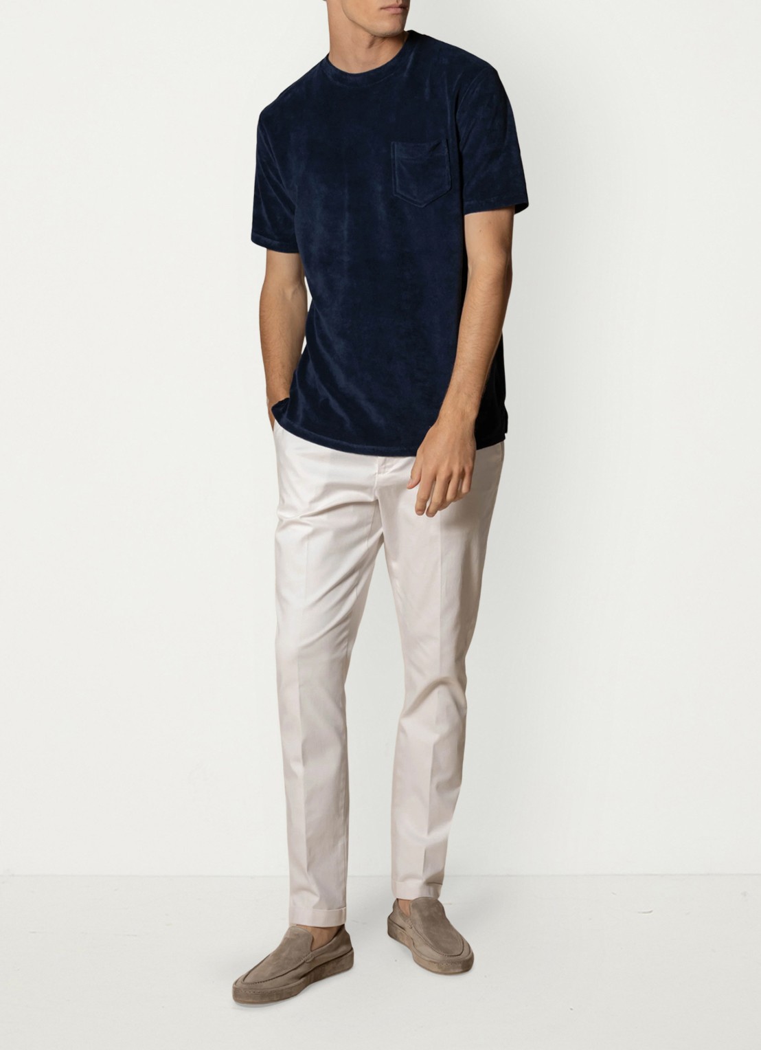 Aurélien Terry Towelling T-Shirt - voorkant 7 navy-410