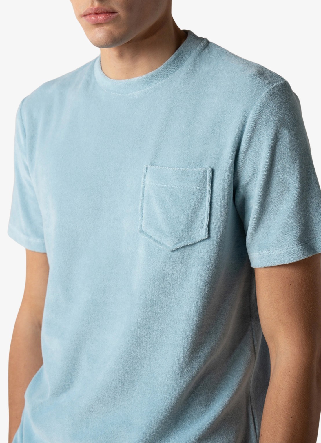 Aurélien Terry Towelling T-Shirt - detail 3 blue turquoise-441