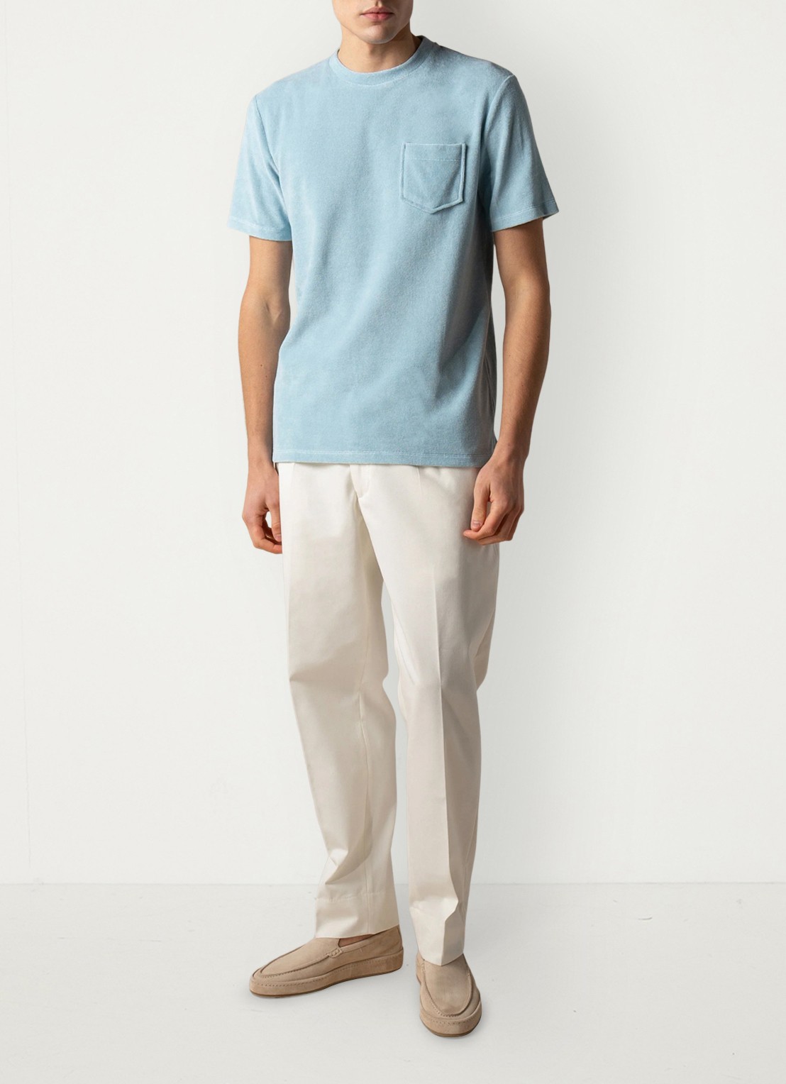 Aurélien Terry Towelling T-Shirt - voorkant 6 blue turquoise-441
