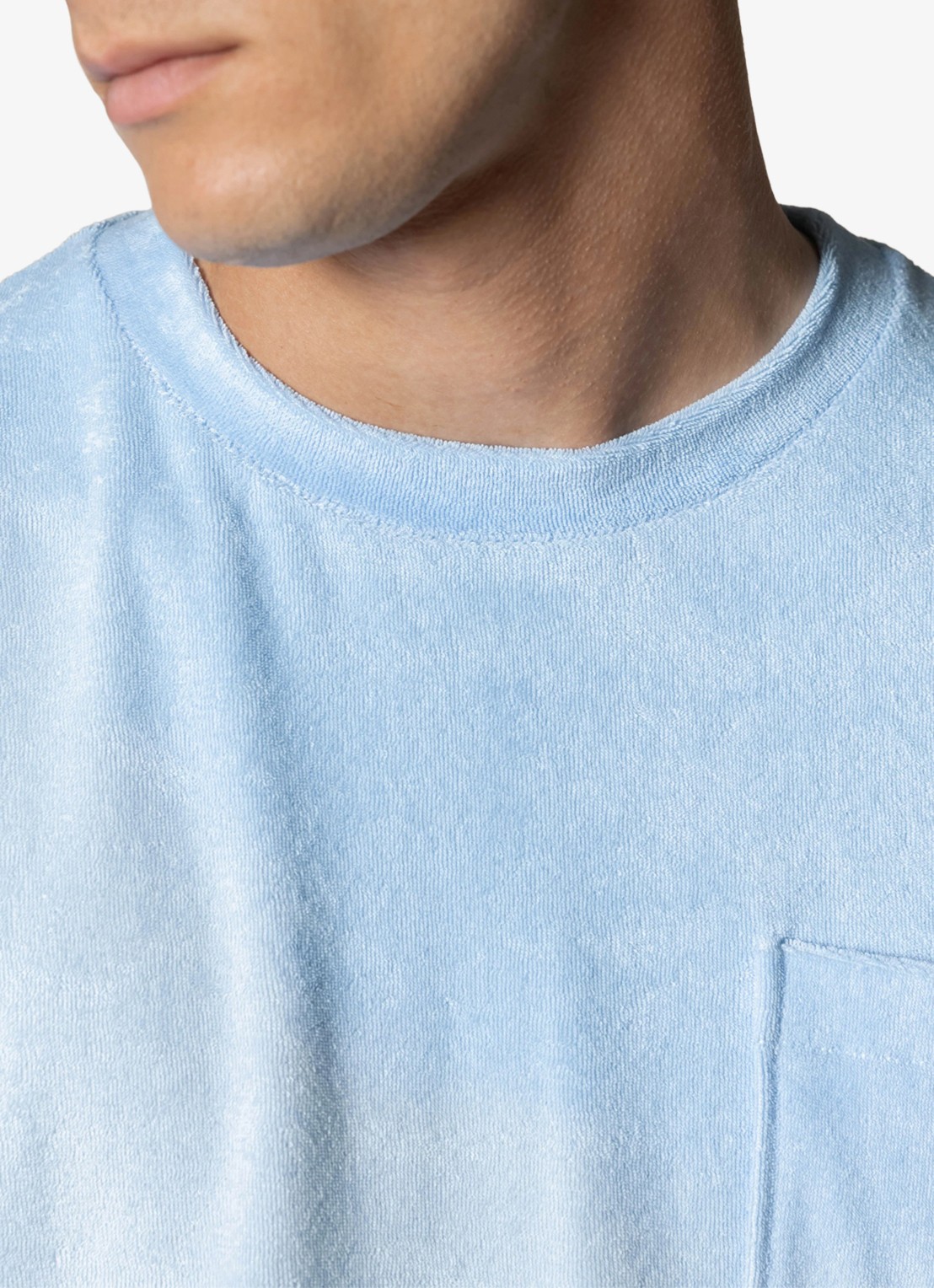 Aurélien Terry Towelling T-Shirt - detail 2 light blue-450