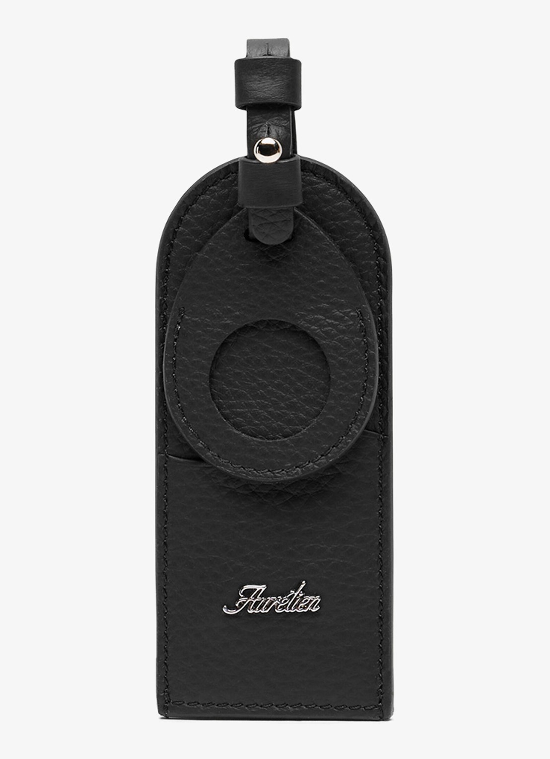 Aurélien Wave bagagelabel van kalfsleer  - voorkant black-1 / zwart