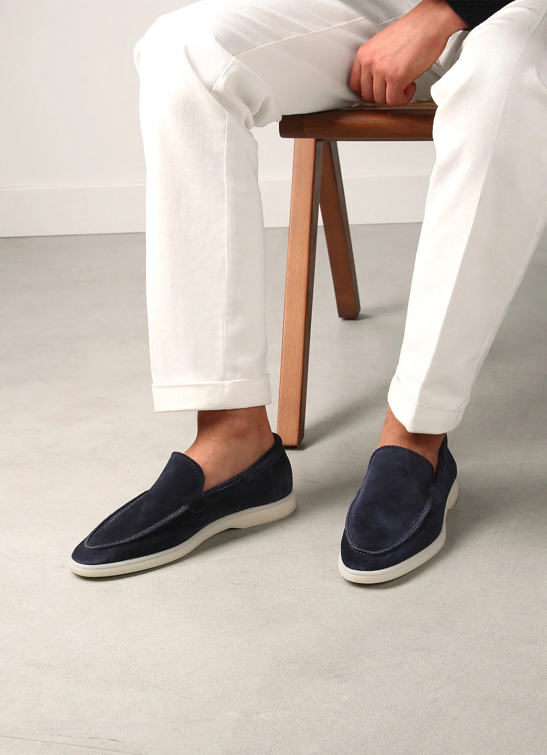 Aurélien Yacht loafer van suède - voorkant 2 navy-410 / blauw