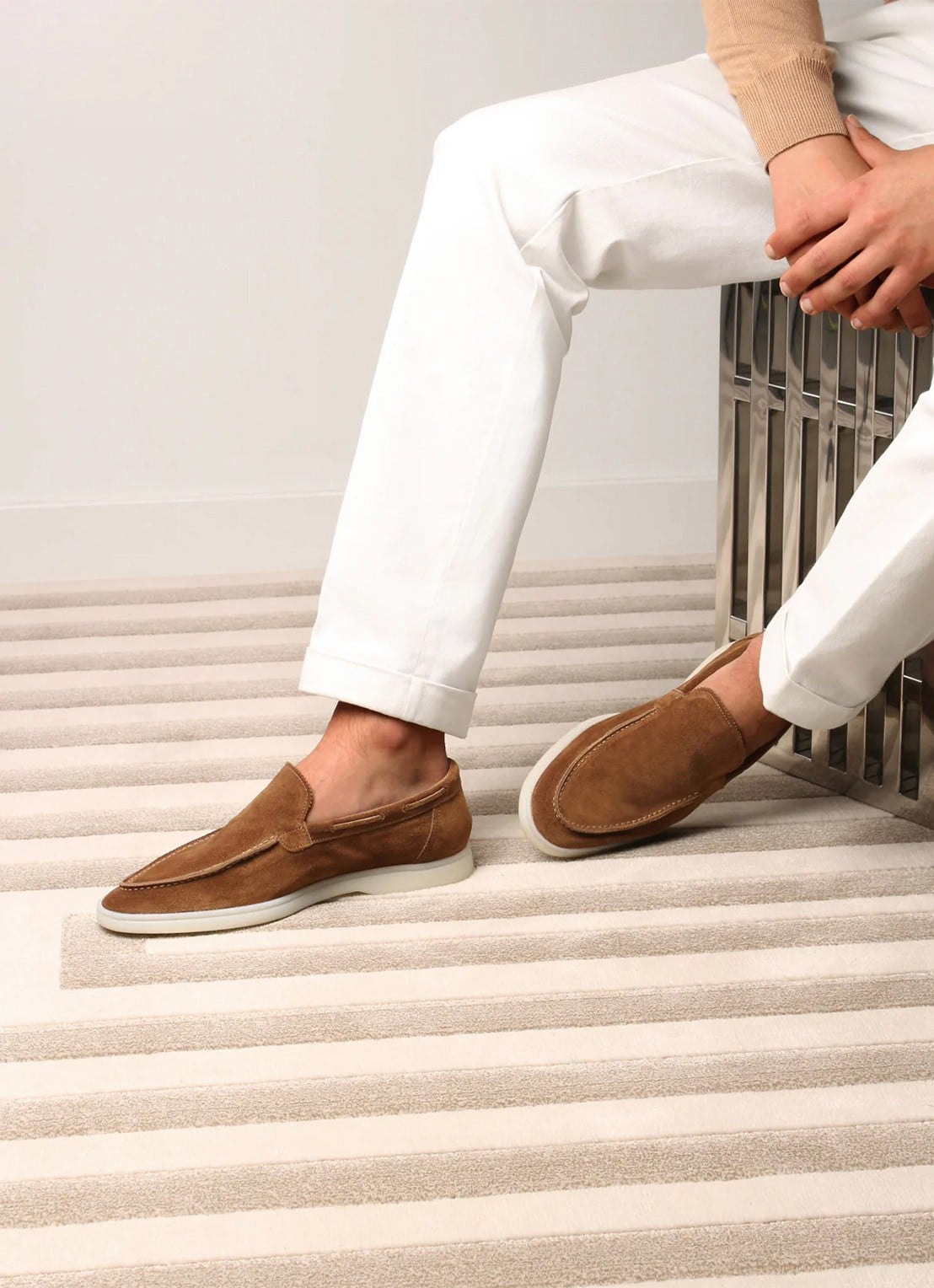 Aurélien Yacht loafer van suède - voorkant 5 caramel-261 / goud