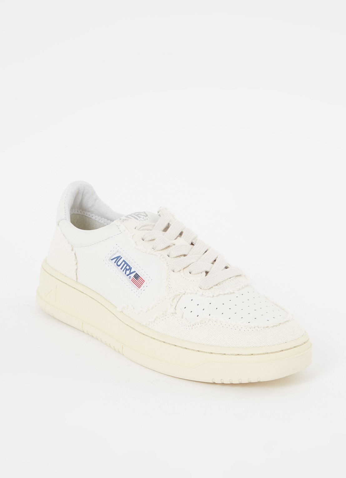 Autry Medalist Low Canvas sneaker van leer - voorkant 5 gebroken wit