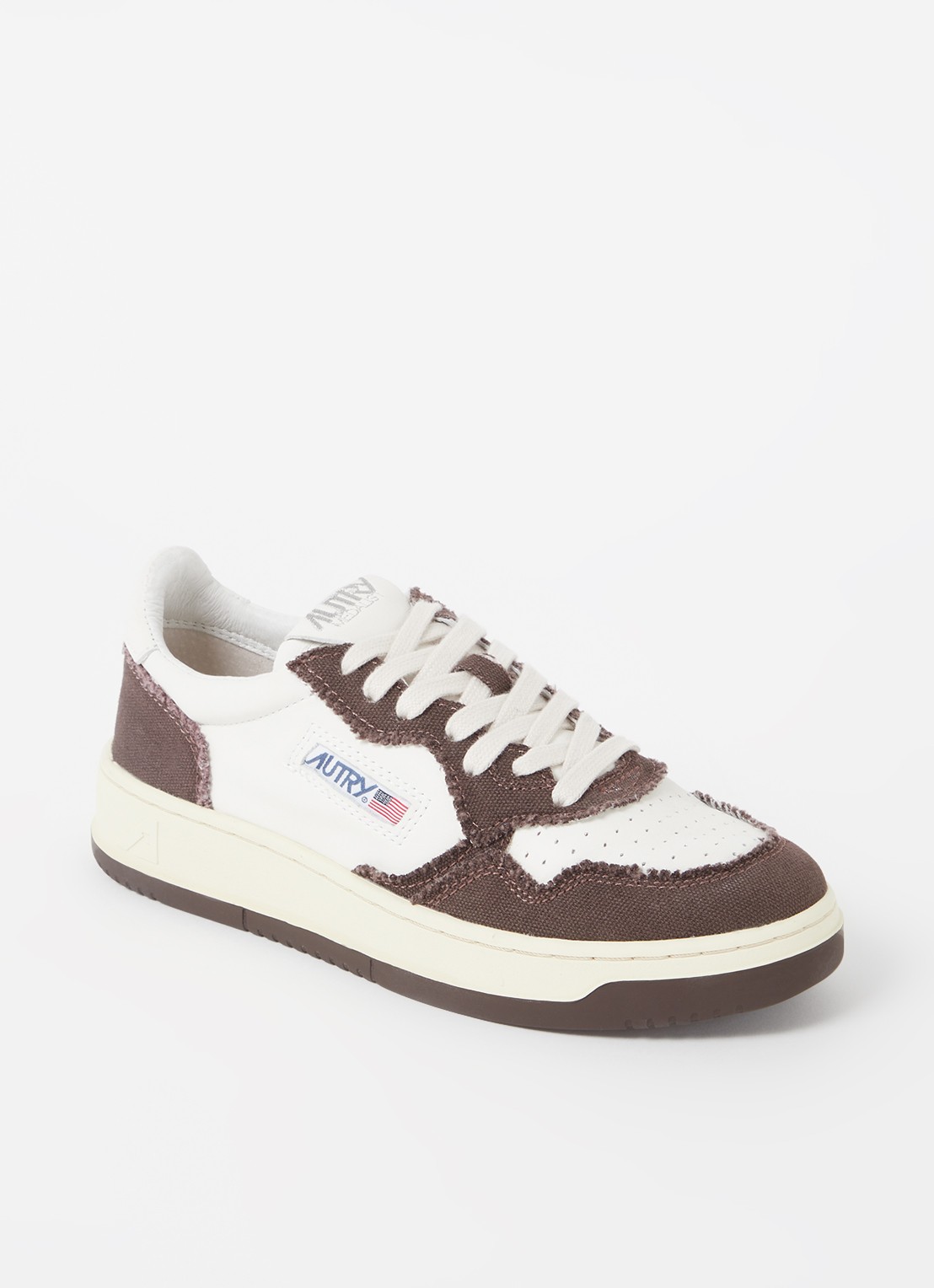 Autry Medalist Low Canvas sneaker van leer - voorkant donkerbruin