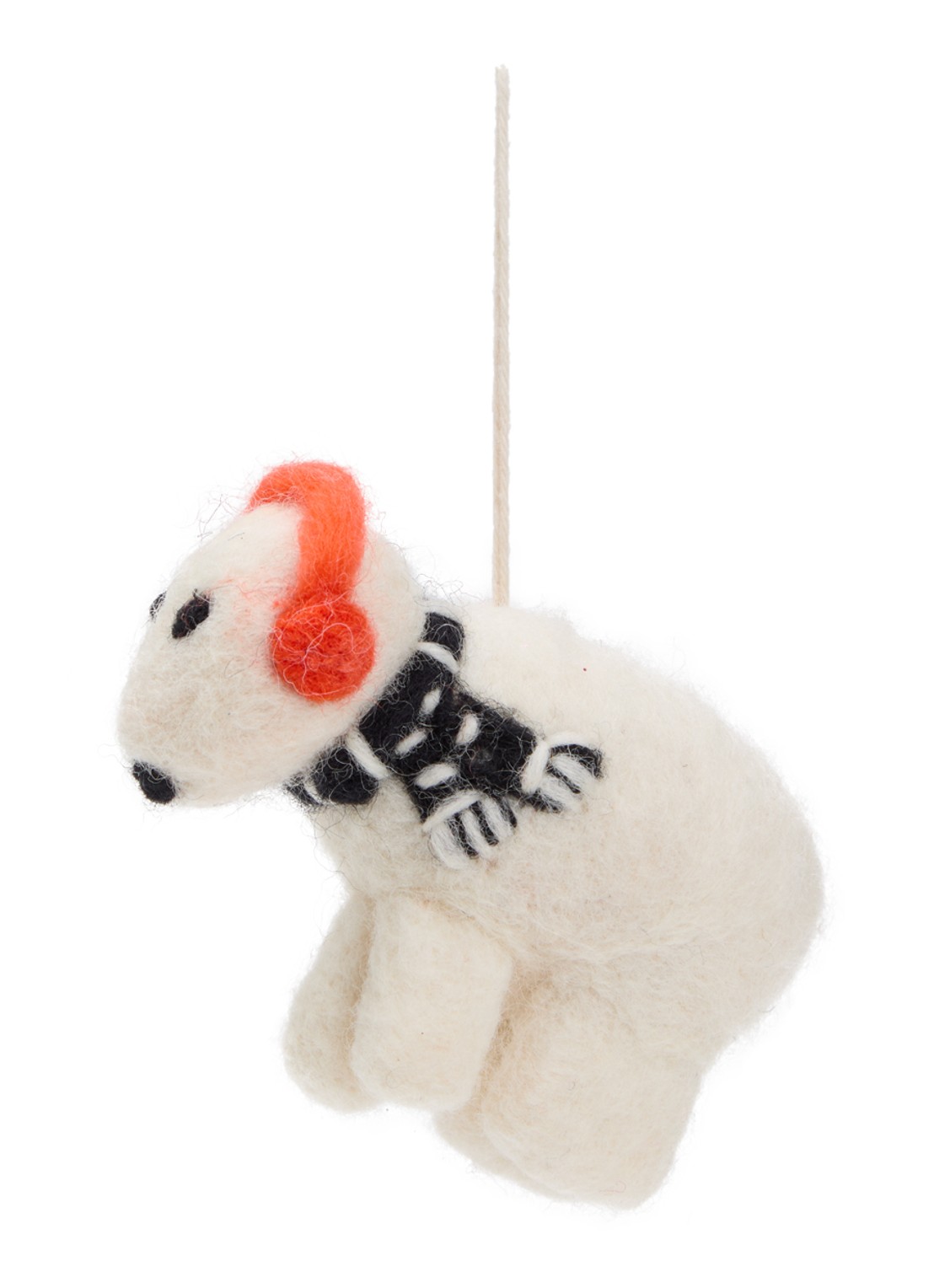Aveva Ijsbeer kersthanger 7 cm - voorkant wit