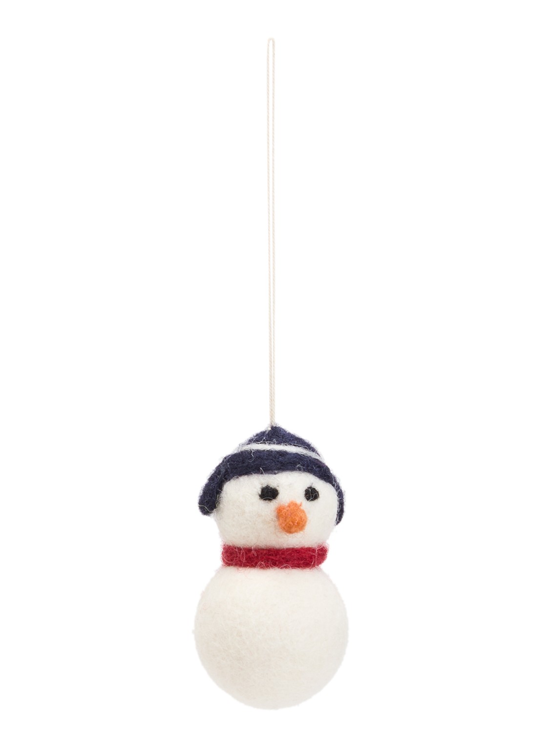 Aveva Sneeuwpop kersthanger 7 cm - voorkant wit