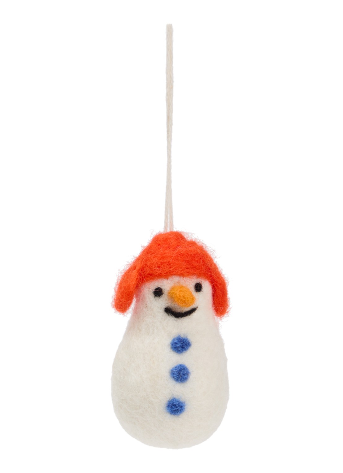 Aveva Sneeuwpop kersthanger 9 cm - voorkant 2 wit