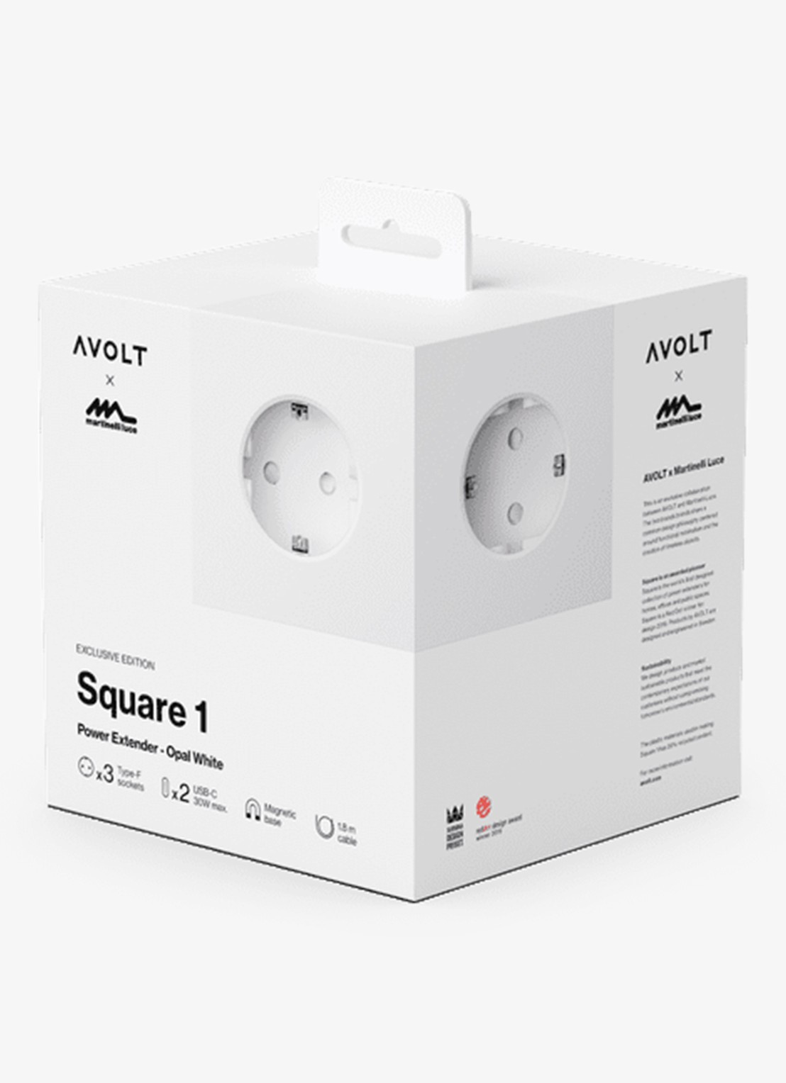 Avolt Square 1 Dual USB-C stekkerdoos 30W - 1,8 meter - detail 5 wit