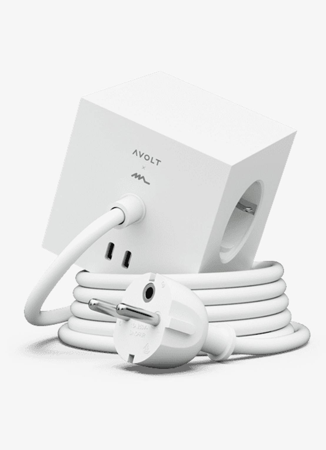 Avolt Square 1 Dual USB-C stekkerdoos 30W - 1,8 meter - voorkant 6 wit