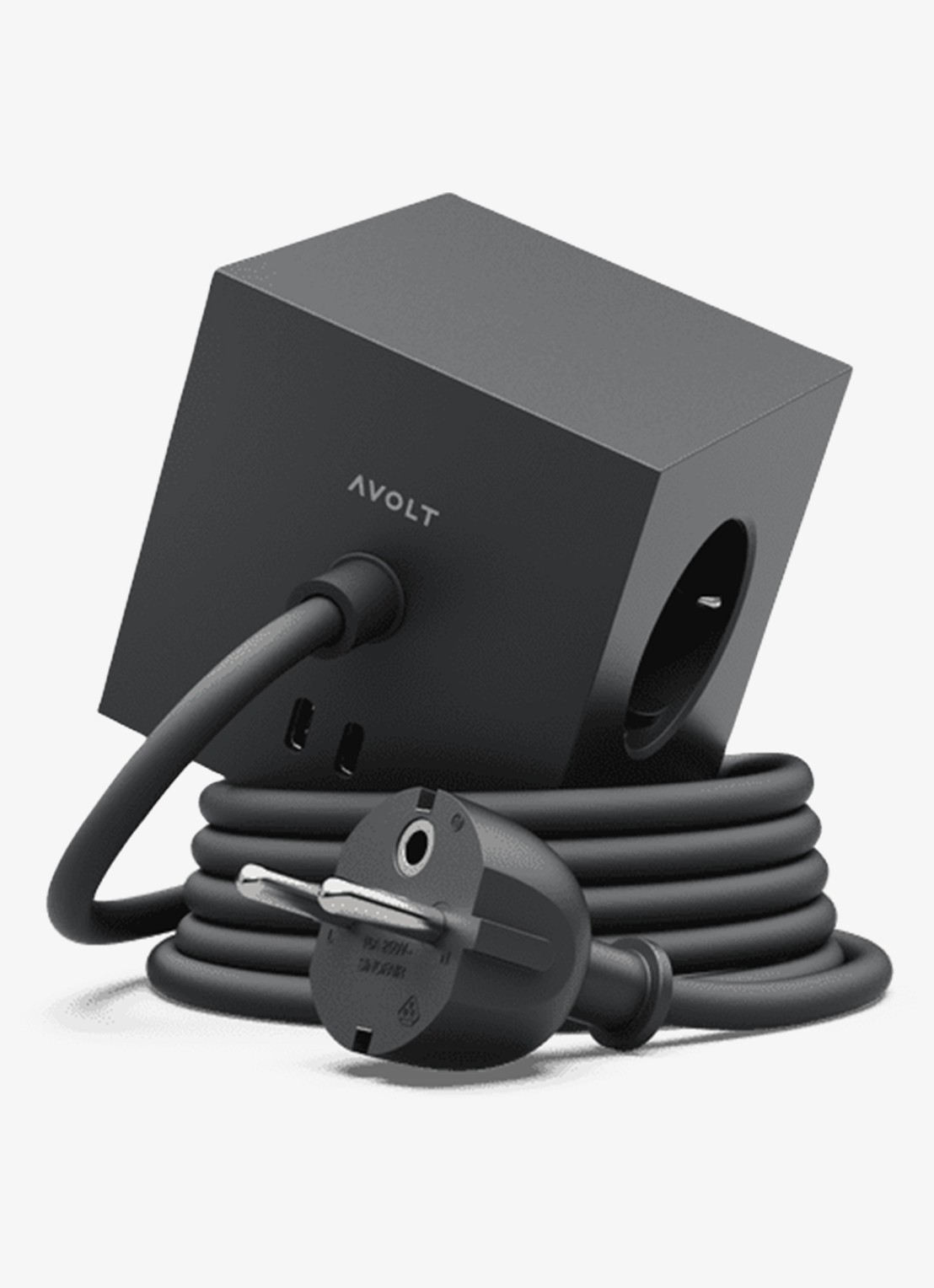 Avolt Square 1 Dual USB-C stekkerdoos 30W - 1,8 meter - voorkant zwart