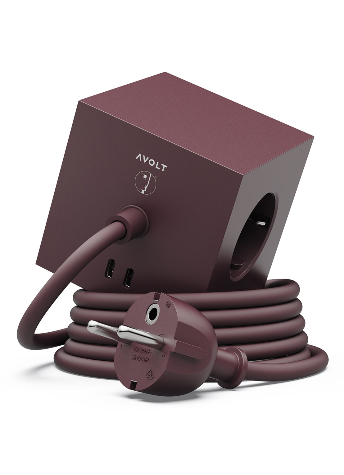 Avolt Square 1 Dual USB-C stekkerdoos 30W - 1,8 meter - voorkant rood