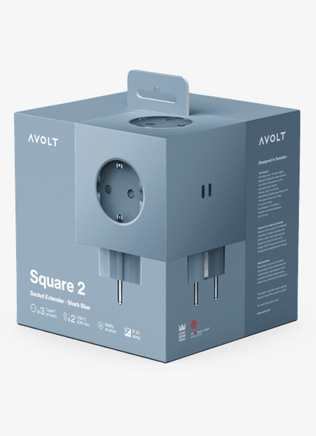 Avolt Square 2 Dual USB-C stekkerdoos 30W - detail 5 blauw