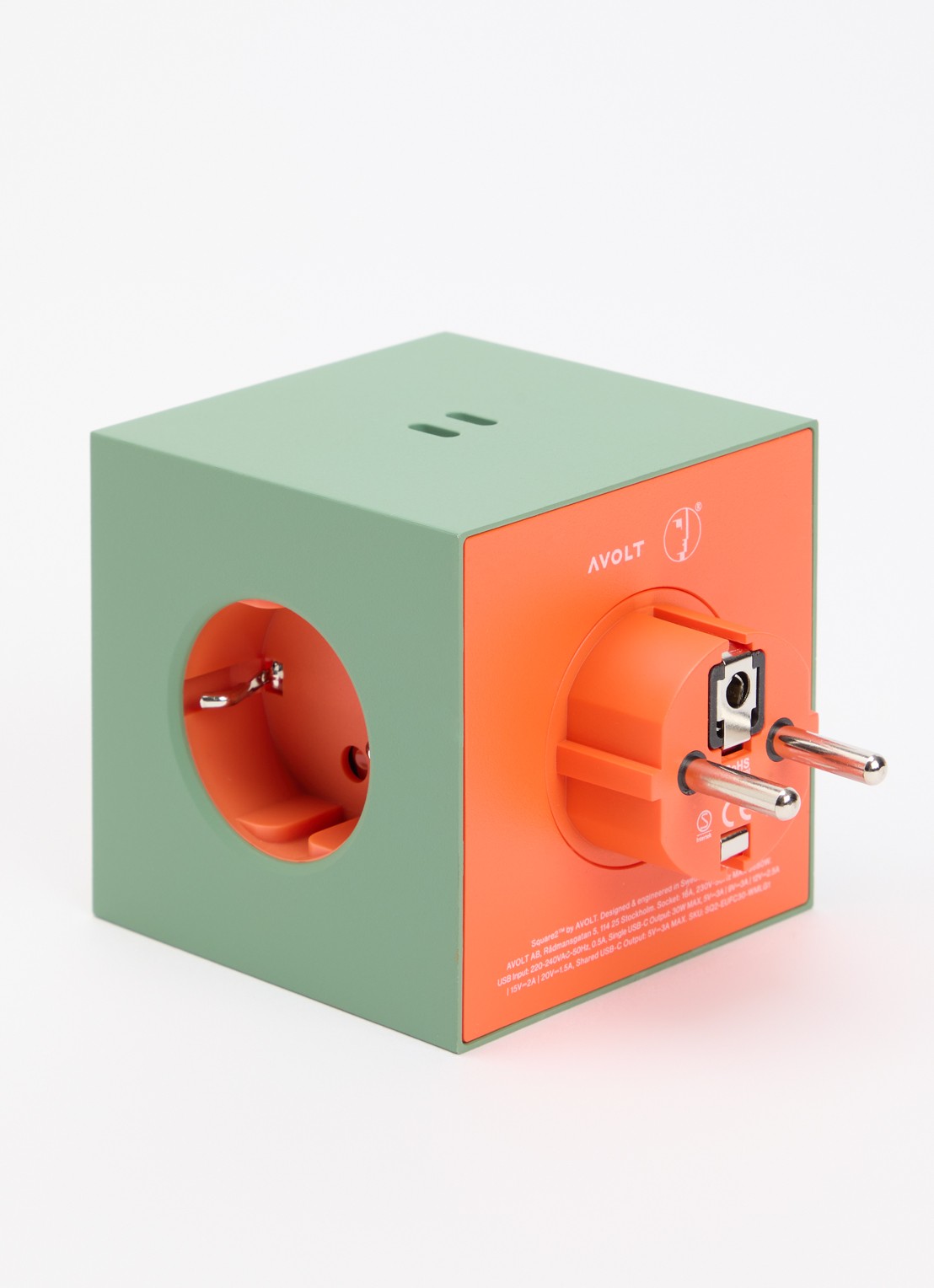 Avolt Square 2 Dual USB-C stekkerdoos 30W - voorkant 2 groen