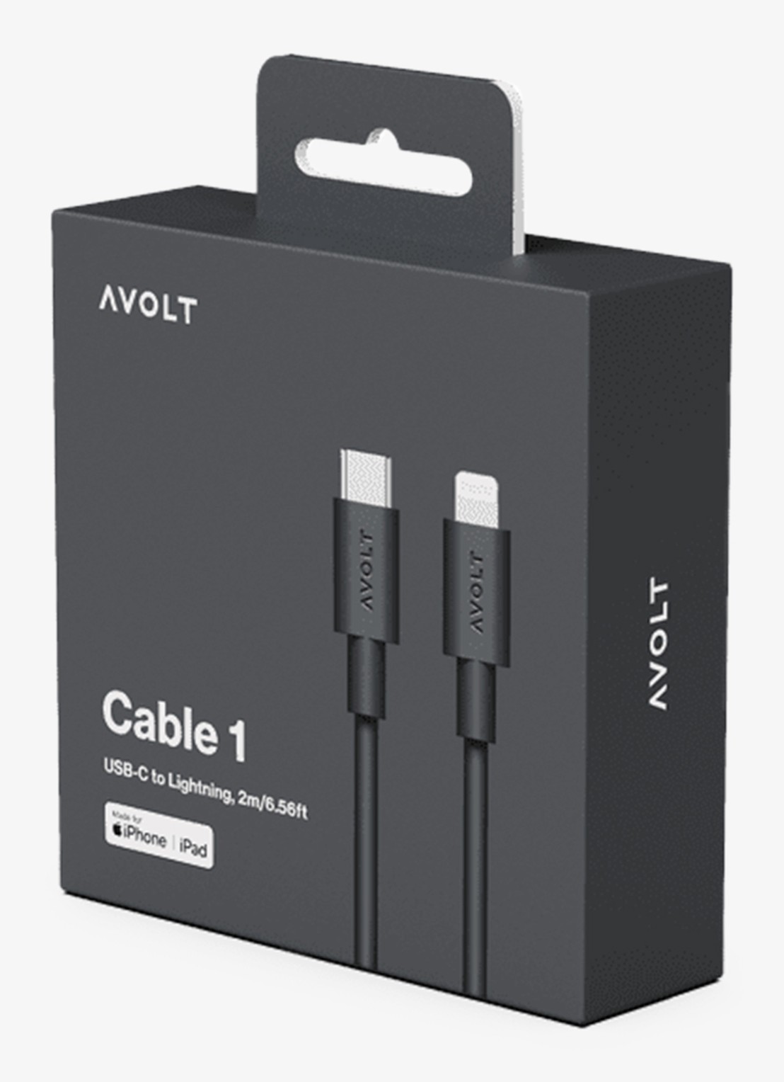 Avolt USB-C to Lightning oplaadkabel 60W - 2 meter - detail zwart