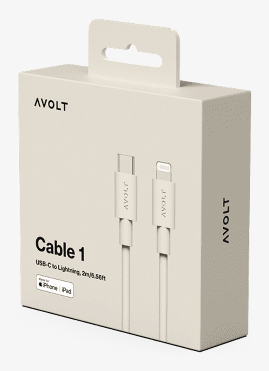 Avolt USB-C to Lightning oplaadkabel 60W - 2 meter - detail zand