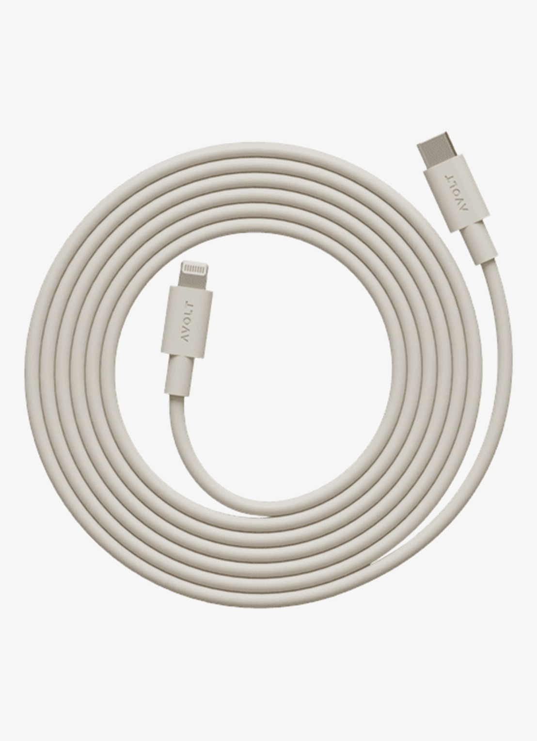 Avolt USB-C to Lightning oplaadkabel 60W - 2 meter - voorkant 2 zand