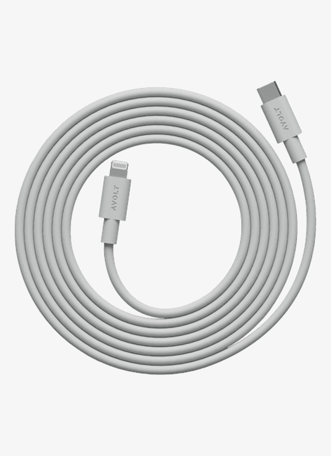 Avolt USB-C to Lightning oplaadkabel 60W - 2 meter - voorkant 2 grijs