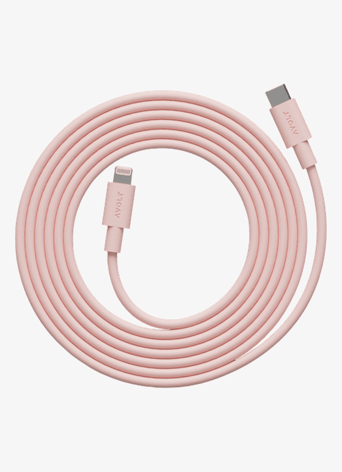 Avolt USB-C to Lightning oplaadkabel 60W - 2 meter - voorkant roze