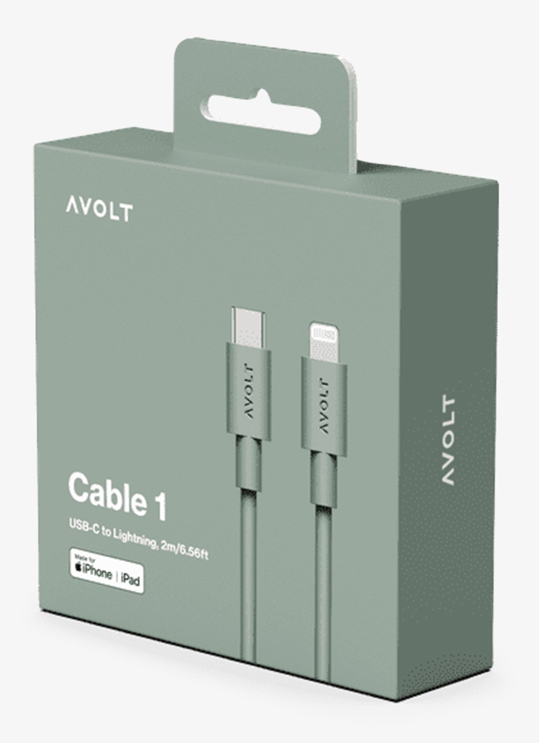 Avolt USB-C to Lightning oplaadkabel 60W - 2 meter - detail groen