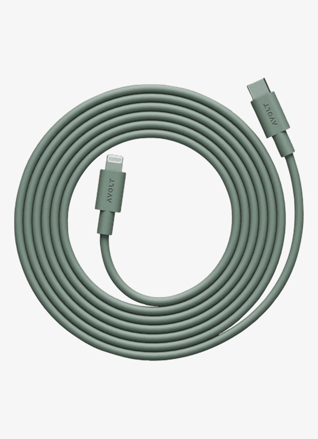 Avolt USB-C to Lightning oplaadkabel 60W - 2 meter - voorkant 2 groen