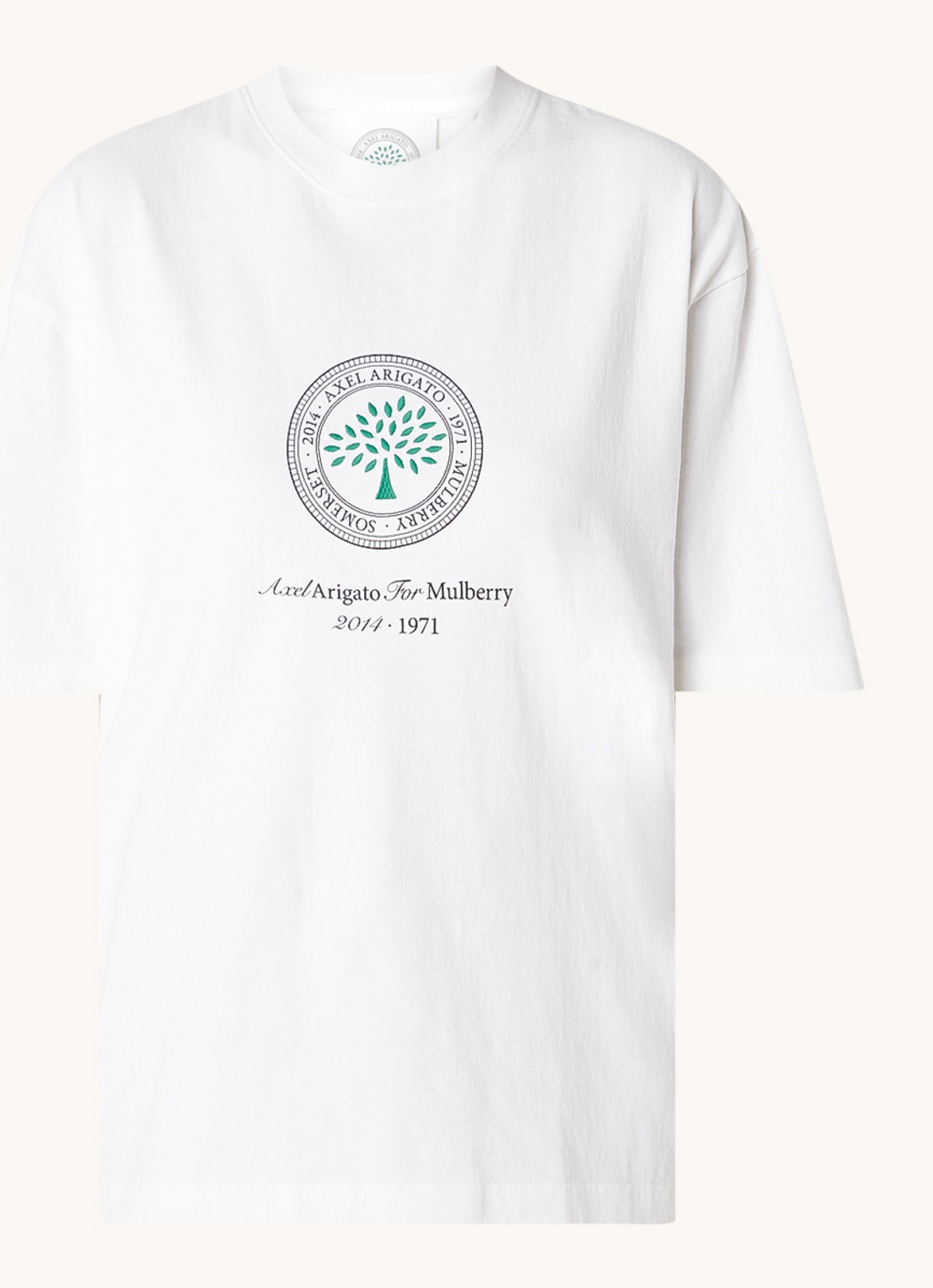 Axel Arigato AA x Mulberry Box Fit T-shirt met logo - unisex - voorkant 3 wit