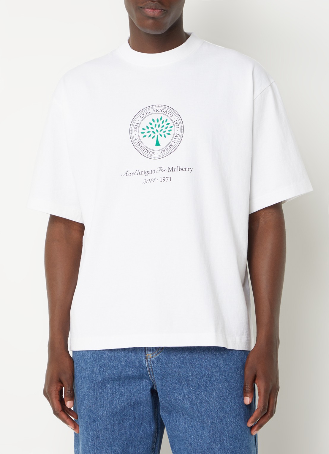 Axel Arigato AA x Mulberry Box Fit T-shirt met logo - unisex - detail 7 wit