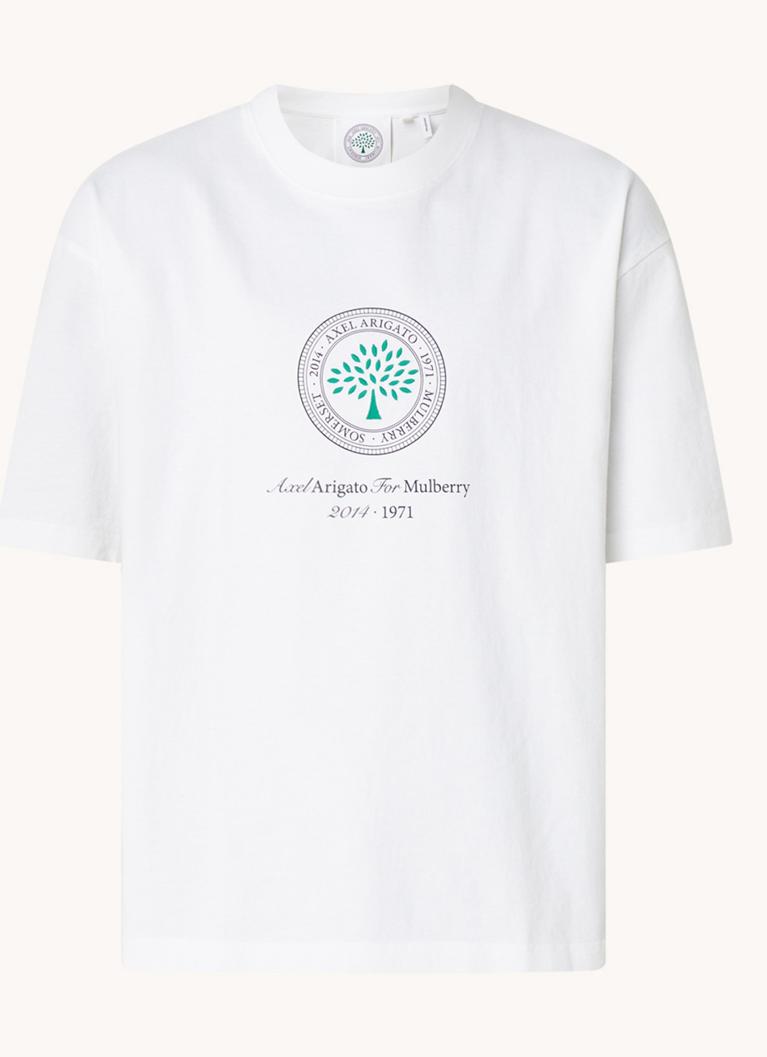 Axel Arigato AA x Mulberry Box Fit T-shirt met logo - unisex - voorkant 5 wit