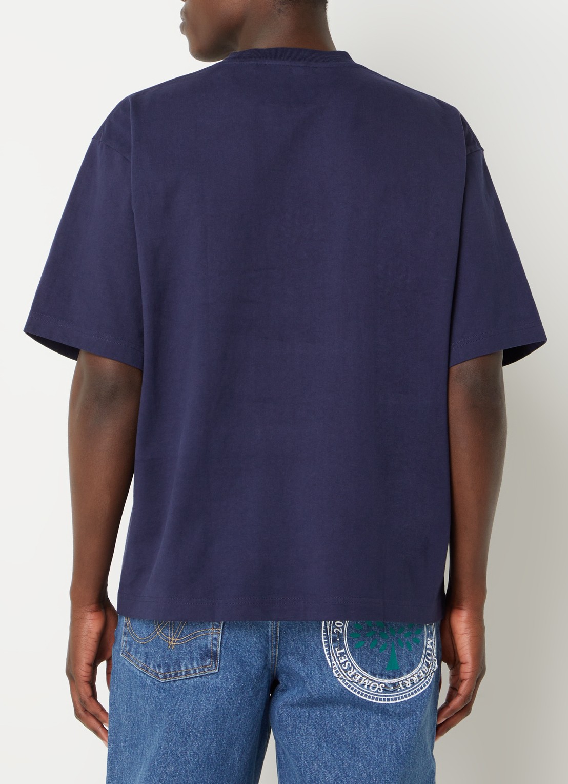 Axel Arigato AA x Mulberry Box Fit T-shirt met logo - unisex - achterkant 2 blauw