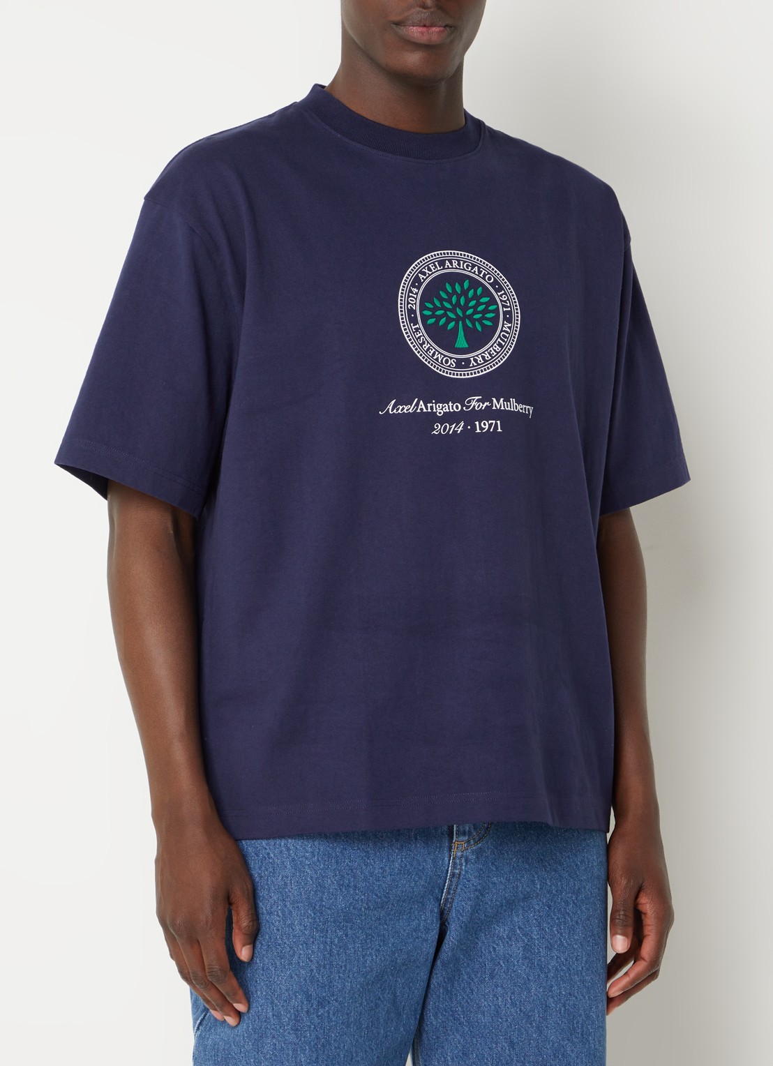 Axel Arigato AA x Mulberry Box Fit T-shirt met logo - unisex - detail 4 blauw