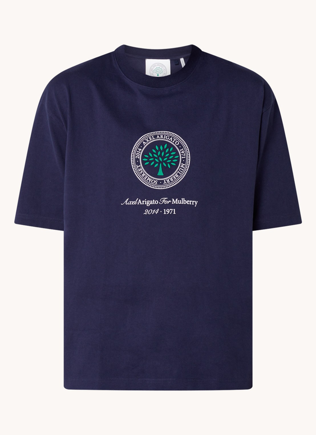 Axel Arigato AA x Mulberry Box Fit T-shirt met logo - unisex - voorkant 7 blauw